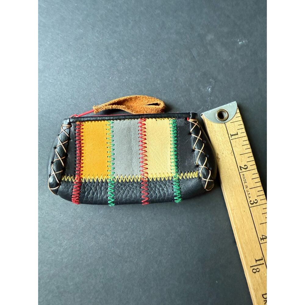 Handcrafted Stitched Patchwork Leather Coin Purse… - image 2